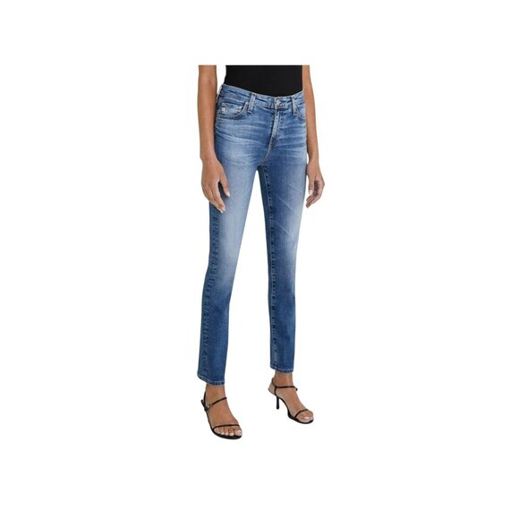 AG Adriano Goldschmied Mari High-Rise Slim Straight Jeans Womens 29 Blue Denim - Picture 1 of 12
